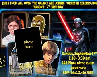 Star Wars Birthday Invitation. Star Wars Invitations. Star Wars Digital Invitation. With or Without photo. Digital (you print)