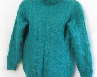 Pull Vintage Woof Design Mohair Fuchsia - Motif Floral, Femme Taille L, Occasion Très Bon état