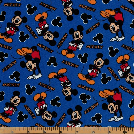 Mickey Mouse Fabric Blue Background Springs Creative 100%