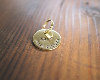 Personalized Hand Stamped Brass Cat Tag // Custom Pet ID - Cat ID Tag - Cat Collar Name Tag - Dog ID Tag - Metal Pet Tag