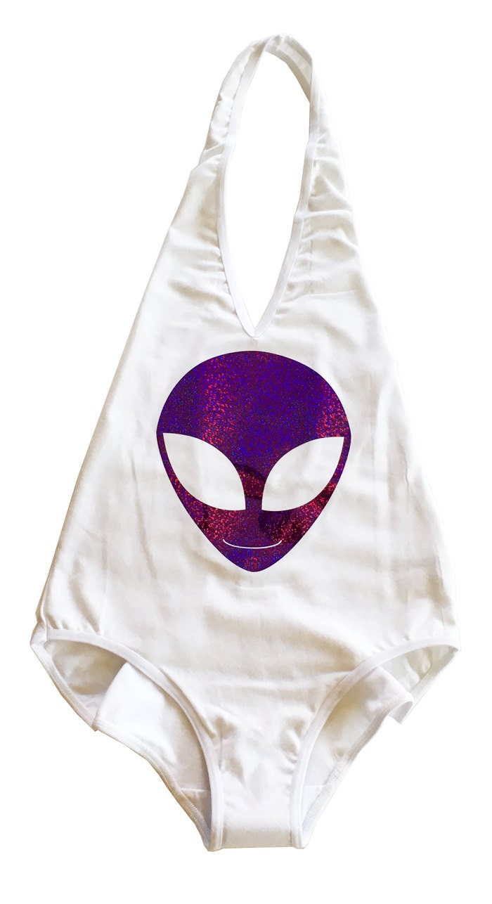 Holographic Alien Bodysuit in White Alien Bodysuit Alien