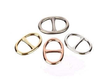 Oval Anchor chain Scarf ring Yellow gold Silver plated Scarf holder Elegant Scarf Pin beautiful box gift packed Flora Koh