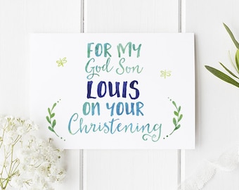 Personalised Godson Card For Christening - The Perfect Personalised Card For Your New Godson At Their Christening - Personalized Stationery