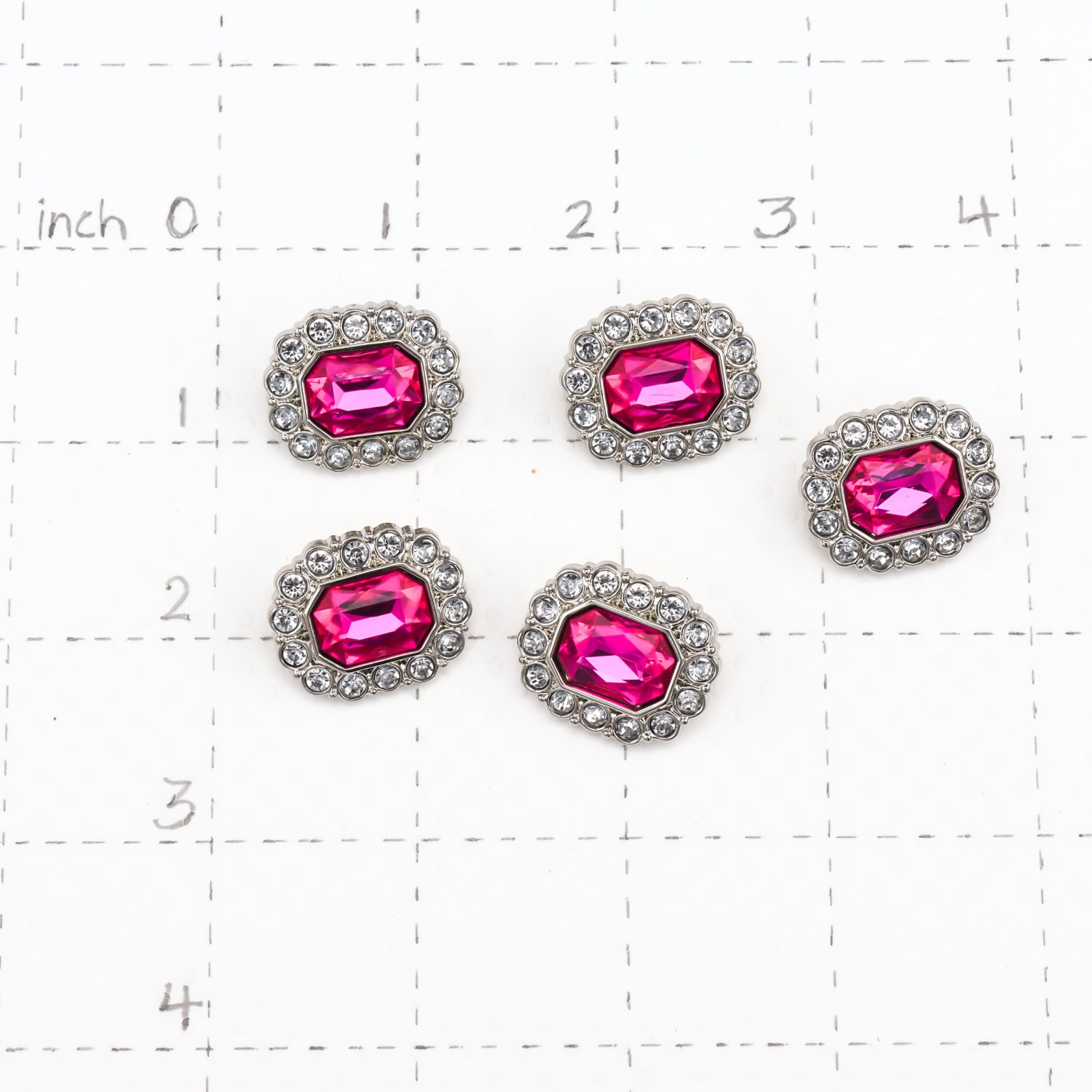 5 pcs Hot Pink Rhinestone Buttons Acrylic Rhinestone Buttons Craft ...
