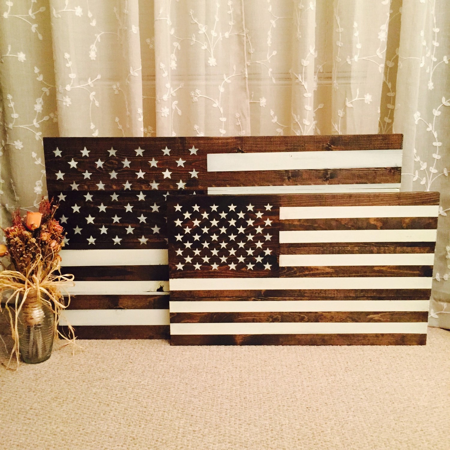 Wooden American Flag on Distressed Pallet Wood 4th of July