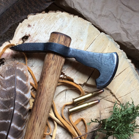 Blacksmith made in Michigan railroad spike tomahawk