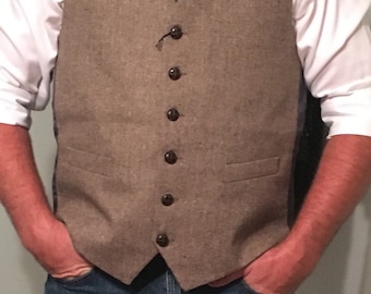 Mens Brown Tweed Vest