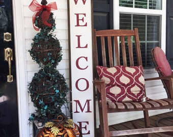 Welcome sign with frame; porch sign; vertical welcome sign