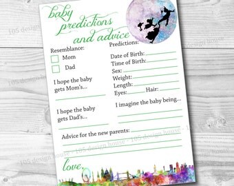 INSTANT DOWNLOAD Peter Pan Baby Prediction and Advice Shower Game Printable - Peter Pan Baby Shower Game - Peter Pan Baby Shower Printable