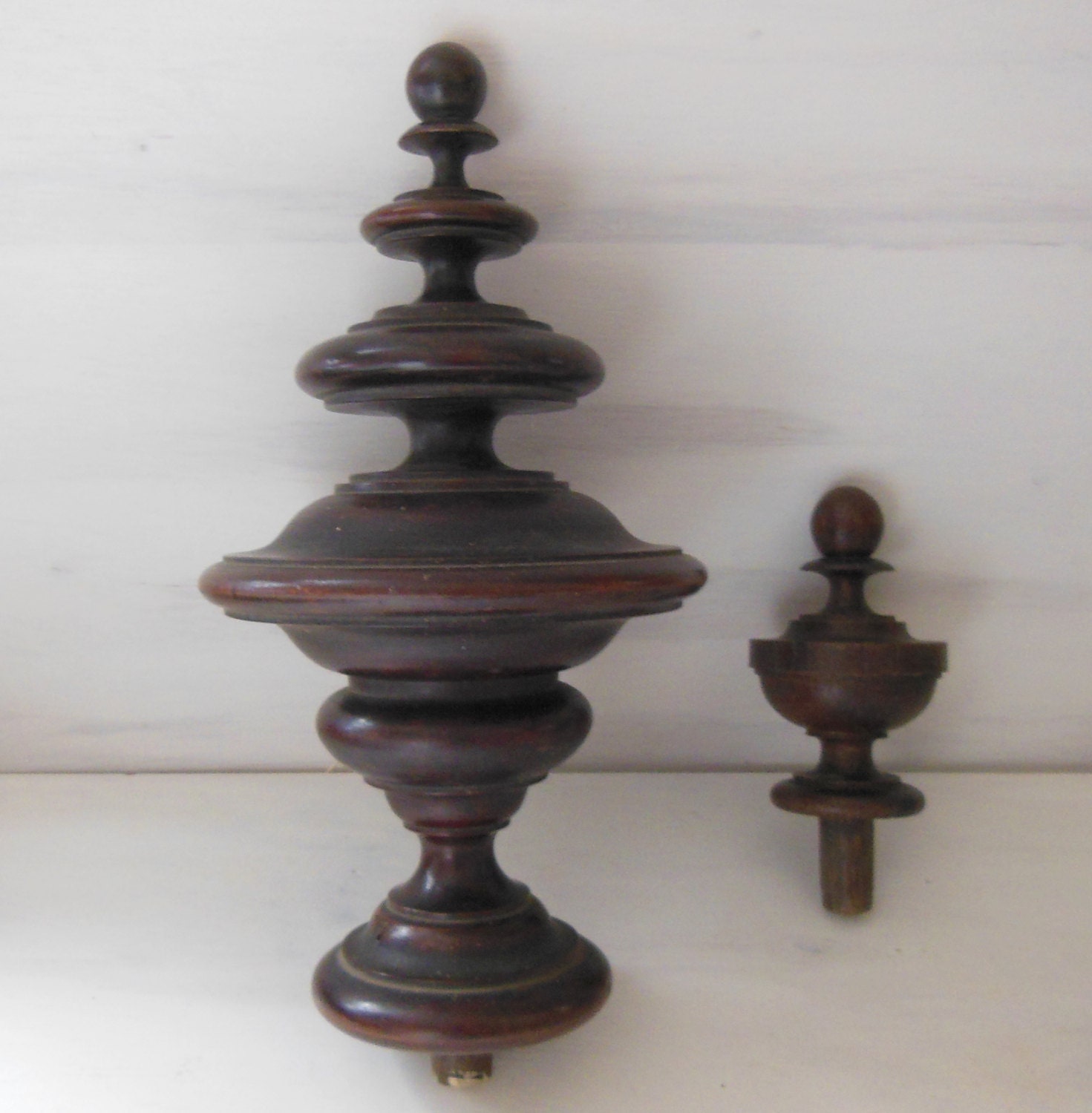 Antique French Carved Wood Newel Post Finial End Decoration For