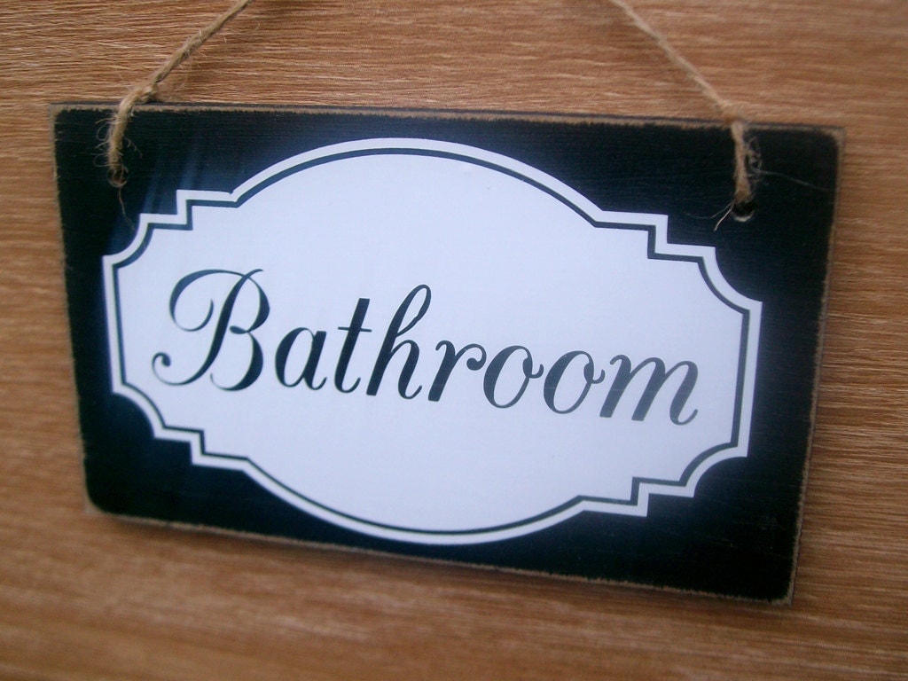 Bathroom door sign classy vintage style. by FairleyUniqueDecals