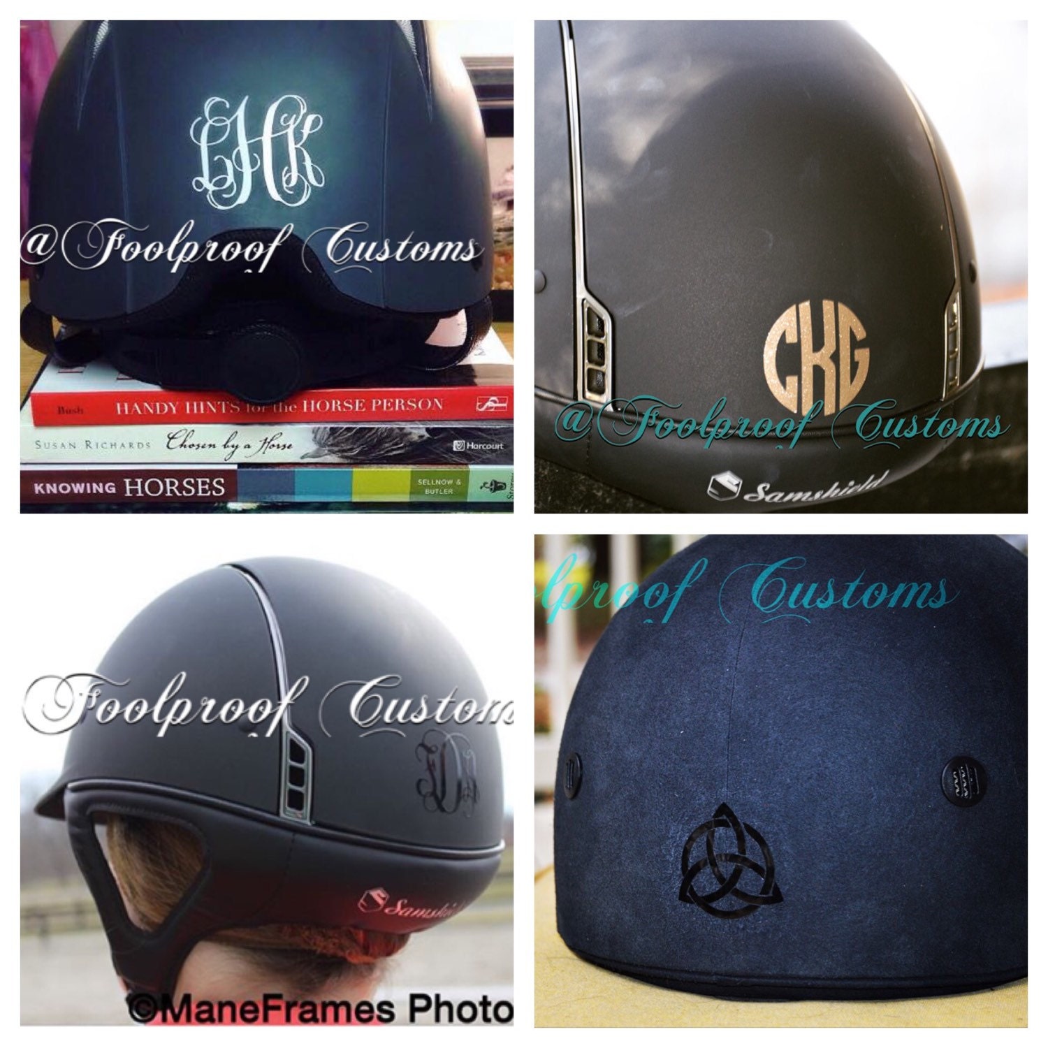 Custom Design Equestrian Riding Helmet Monogram2 per order by FoolproofCustoms Etsy