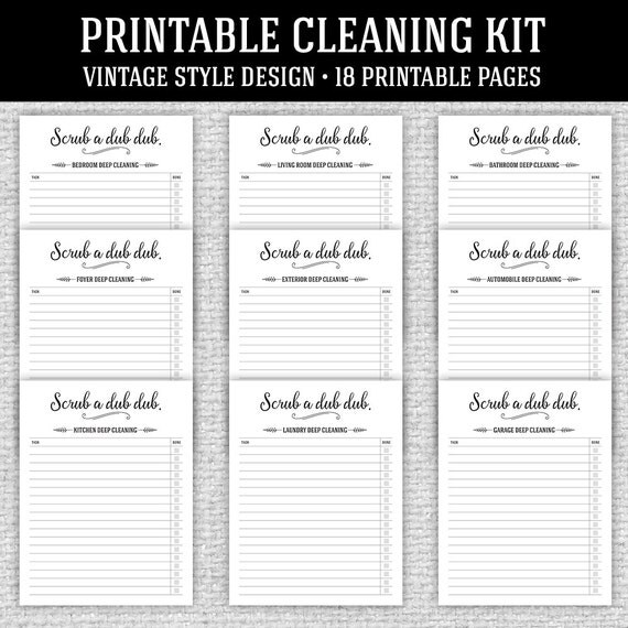 Cleaning Printables Cleaning Kit Cleaning by IdRatherDoodle
