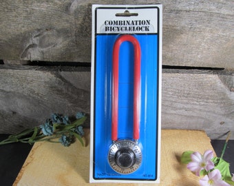 Large Retro, Combination Lock, Red, Bicycle or Locker, New Old Stock, Vintage Padlock, Home Accessory