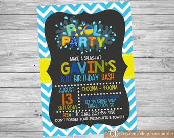 Pool Party Invitation / Boy Pool Party / Pool Party Invite / Swim Party Invitation