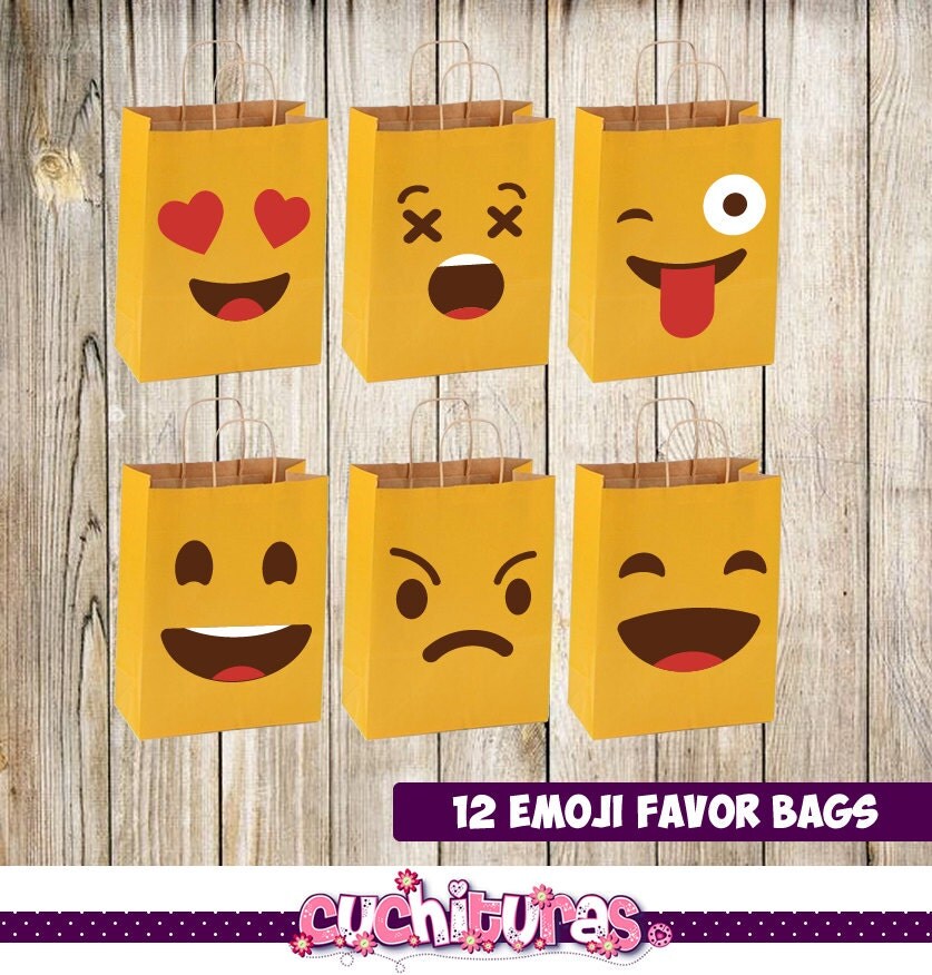 12 Instant Download Emoji Favor Bags Emoji Birthday Party