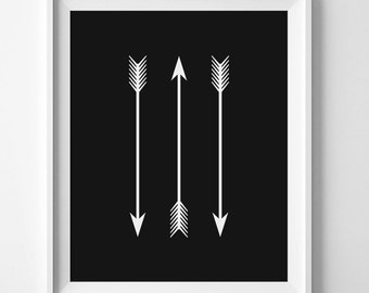 Black And White Wall Art, Black And White Decor, Printables, Digital Art, Black Wall Print, Arrows, Arrow, Wall Art, Black Minimalist Art