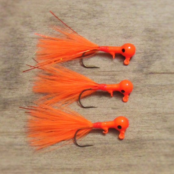 Fishing Jig Orange/Orange 3 Sizes Walleye by BearCreekFishingCo