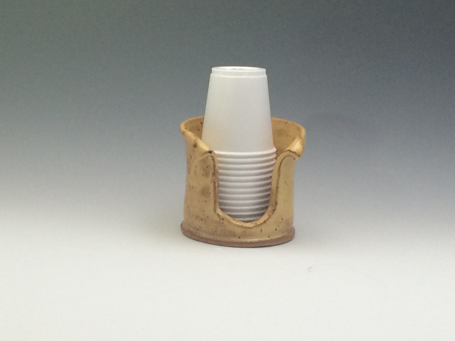 Pottery Bathroom Cup Holder 3 ounce In Golden by PotteryByYvonne