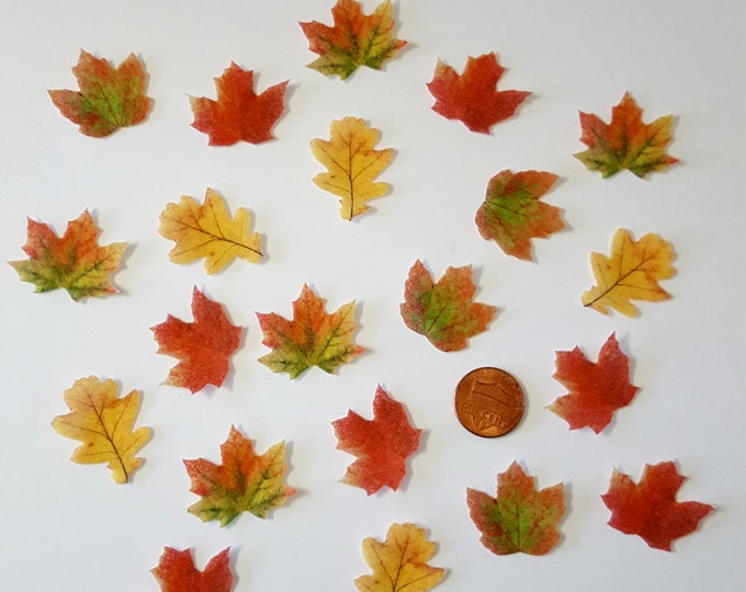 Edible Fall Leaves, Mini Wafer Paper Toppers for Cakes, Cupcakes, Pies or Cookies