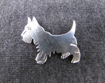 Vintage sterling silver Scottie dog pin