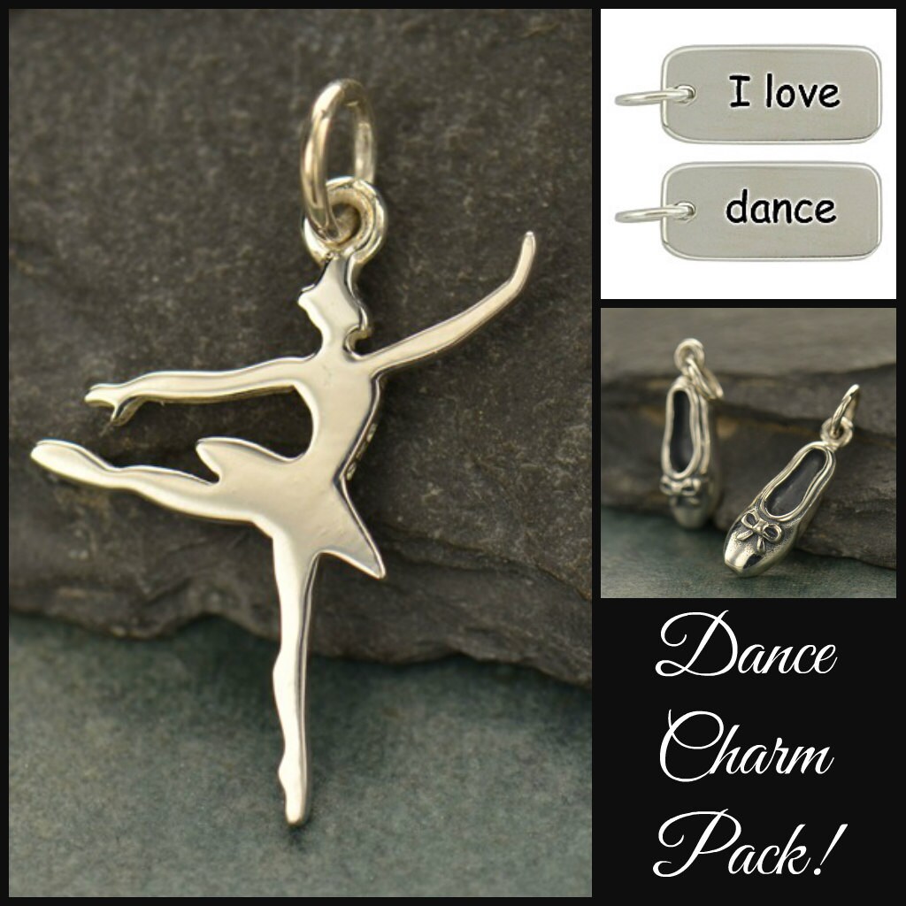Sterling Silver Dance Charms Ballerina Charm by PoppiesBeadsnMore