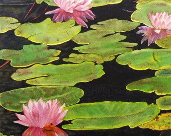 Lily pad painting | Etsy