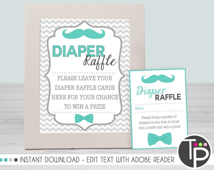 LITTLE MAN Diaper Raffle Card, Instant Download Diaper Raffle Card, Little Man Baby Shower, Diaper Raffle Ticket, Print Yourself - 0101