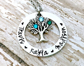 Family Tree | Family Necklace | Family Name | Family Tree Necklace | Birthstone Necklace | Mom Necklace | Grandma Necklace | Tree Of Life
