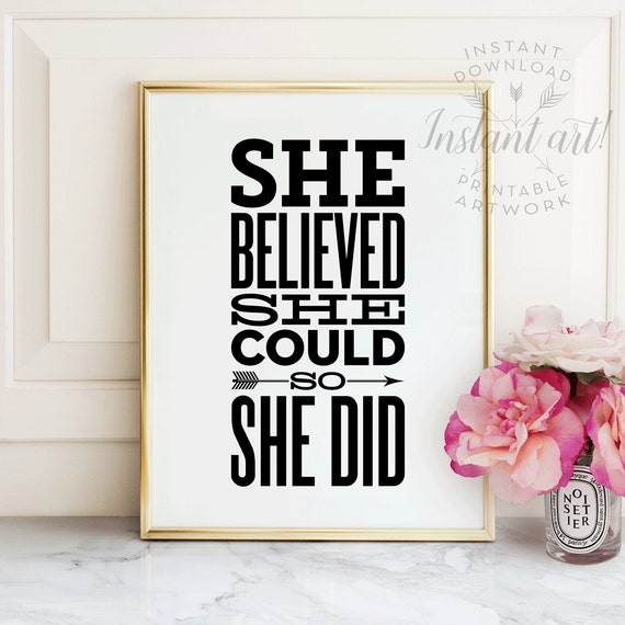 She believed she could so she did PRINTABLE art cursive