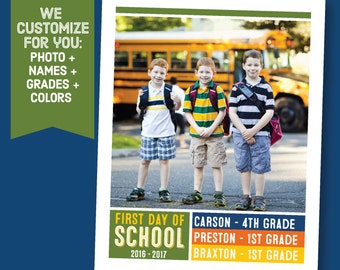 Custom Fall Back to School 8x10 Collage - Printable 1st First Day of School Sign - Customized School Bus Chalk Board - Kindergarten Facebook