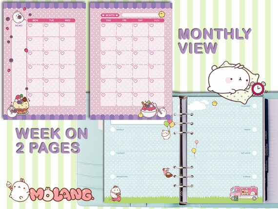 Printable planner a5 molang filofax inserts planner pages