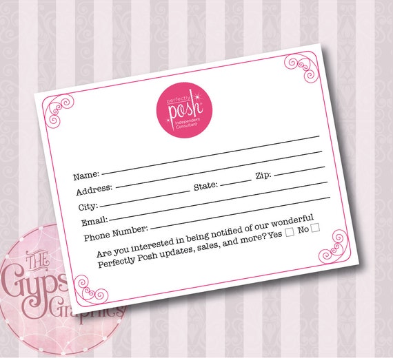 Perfectly Posh Mailing List Form Instant by TheGypsysGraphics