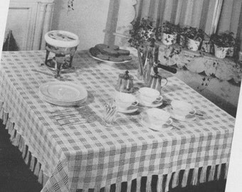 106 PDF Vintage Checkered Tablecloth Crochet Pattern, 55 x 55 Luncheon Cloth, Free Pattern, Retro Decorating, Checked Pattern, PDF Download