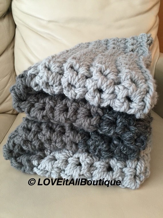 SALE Chunky Wool Blanket Crochet Blanket by LOVEitAllBoutique