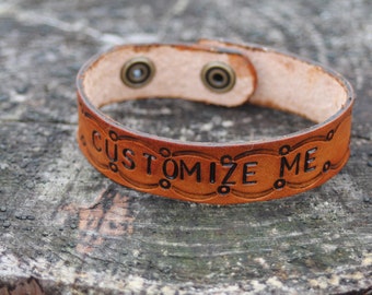 Custom Personalized Leather Bracelet, Customized Handmade Leather Women's, Men's, Kid's Jewelry