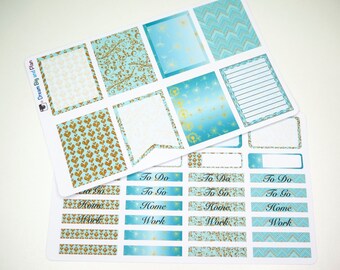 Mint and Gold Planner Stickers! DBP003EC