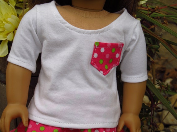 3/4 Length White Shirt with Pocket - American Girl Doll Clothes