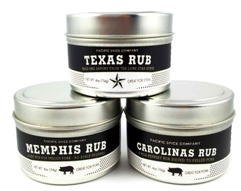 Classic American BBQ Rubs Gift Set - Three 2.4 oz (68g) BBQ Rubs for Meats - Great Gift - Memphis, Texas, and Carolina Style