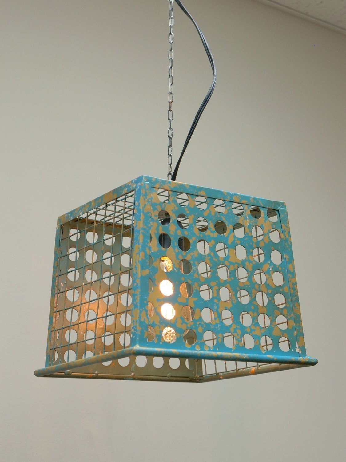 Hanging Metal Wire Basket Pendant Light Fixture by WaleyVally