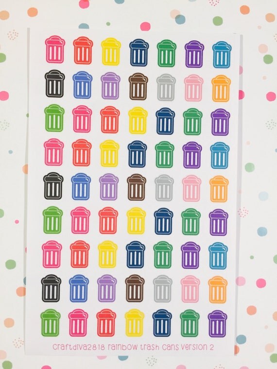rainbow trash cans version 2 by BriannaNicoleDesignz on Etsy