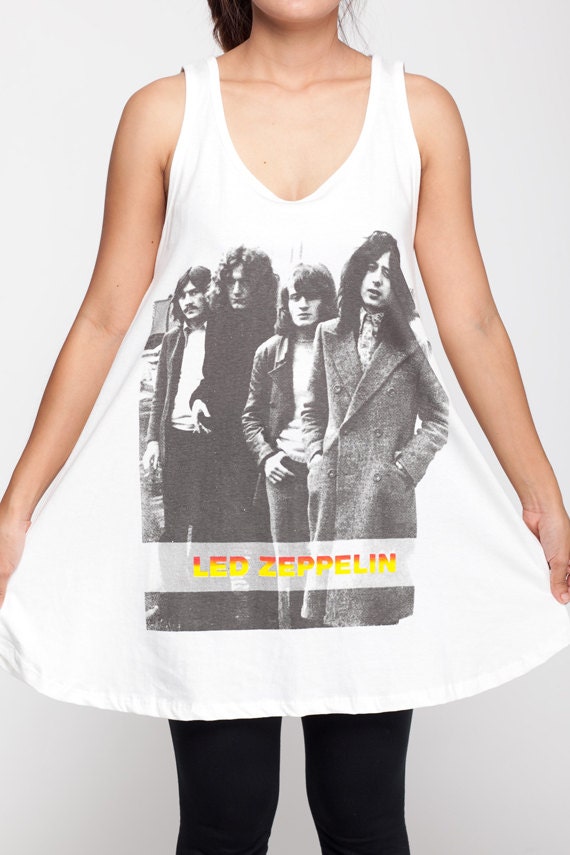 LED ZEPPELIN dress tank top shirt rock white mini by Glamourbonce