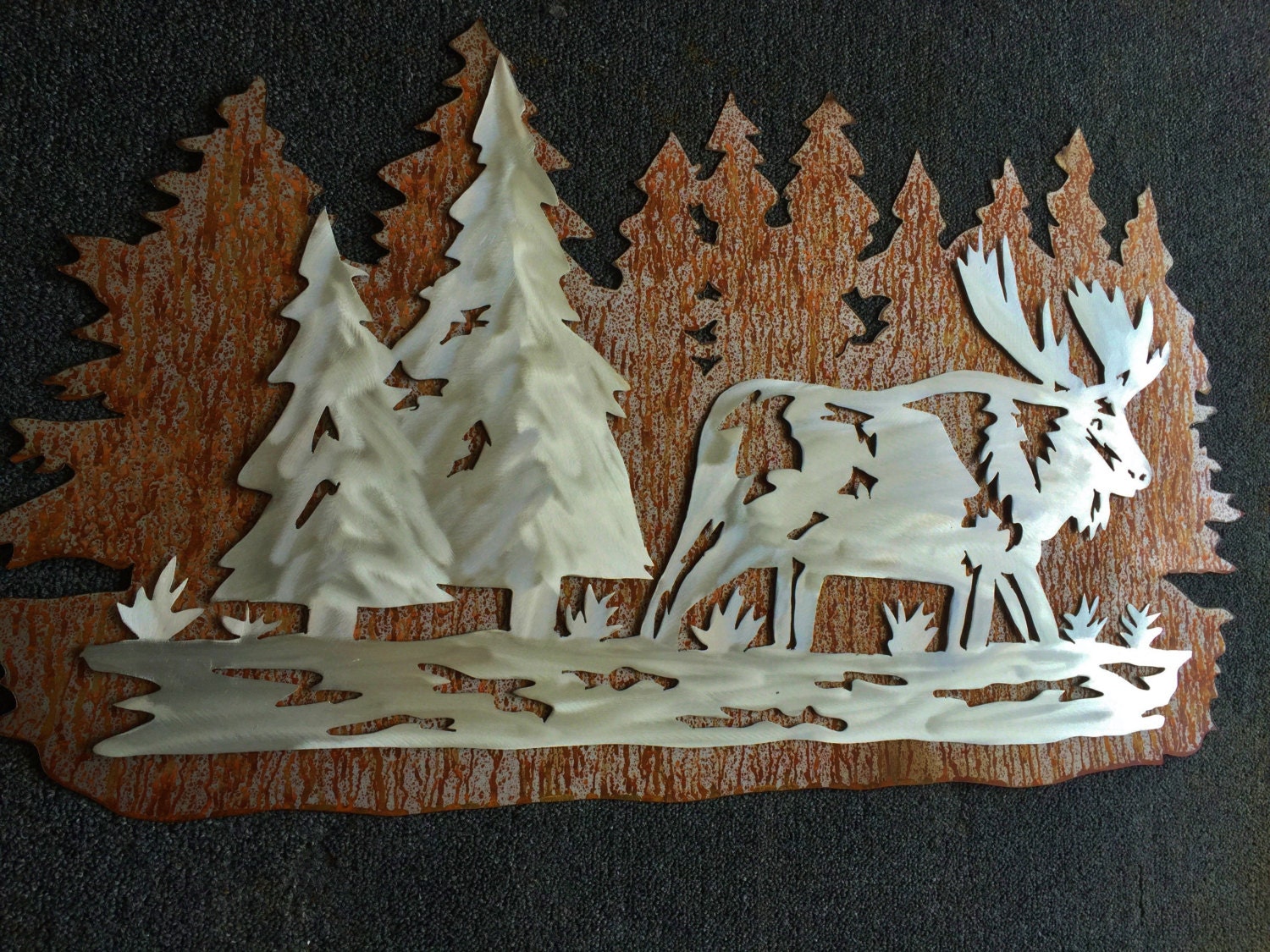 Moose wall art, Metal wall art, Rustic cabin decor, moose head trophy