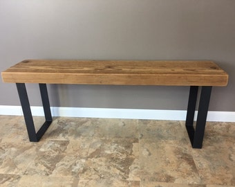 Salvaged Reclaimed Urban Bench W/ Industrial Steel Legs- Fast Shipping