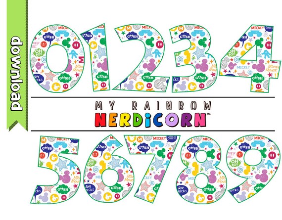 disney pattern filled numbers 0 9 clipart by