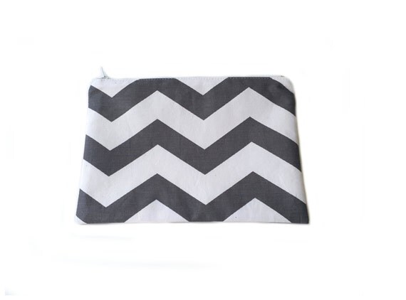 Grey chevron makeup organizer, zipper pouch, cosmetic bag, makeup storage case,toiletry bag, cosmetic storage case,bag organizer with zipper