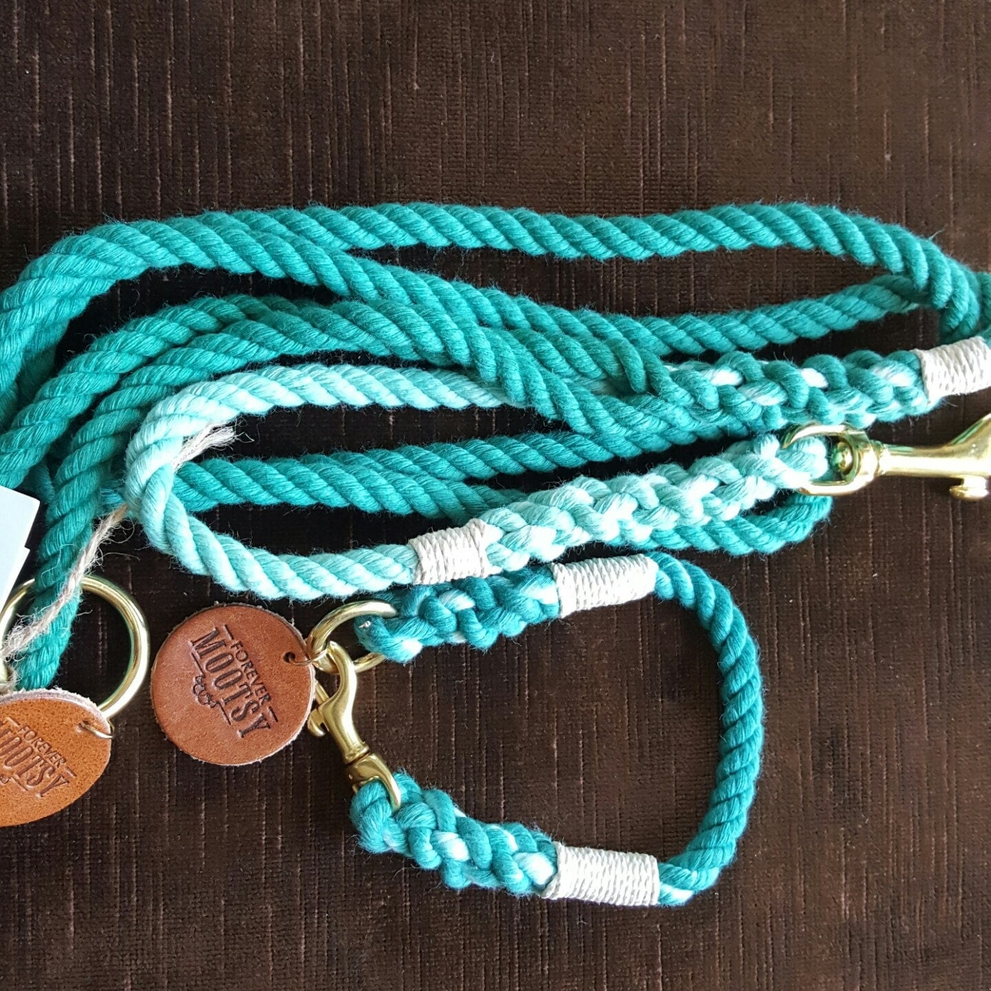 Teal Ombré Rope Dog Leash