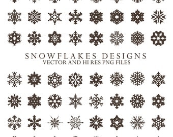 Snowflake Clipart - Christmas Clipart Snow Frost Clipart Clip Art PNG & Vector EPS, AI Design Elements Digital Instant Download