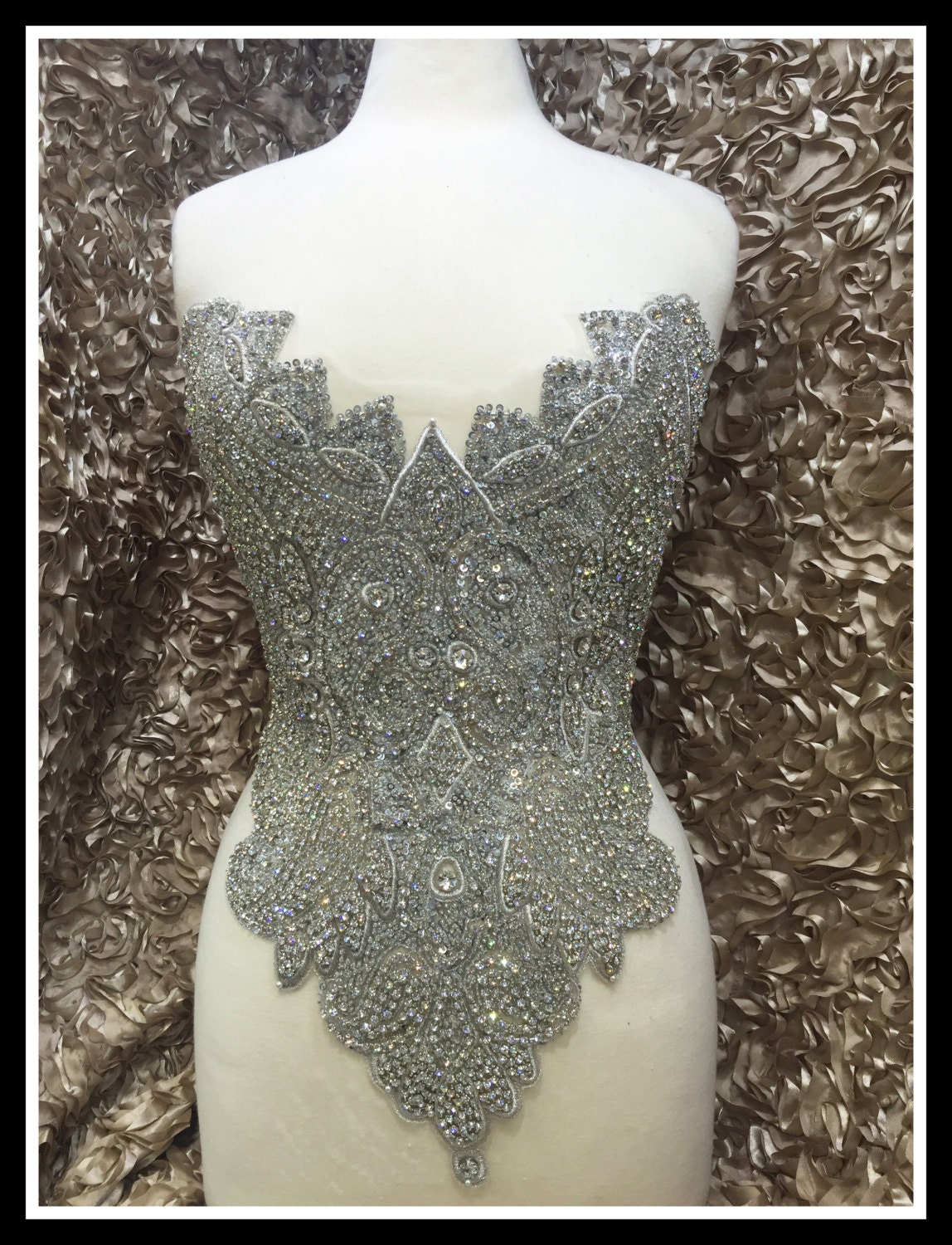 Designer Full body Rhinestone Applique Beaded Wedding Dress