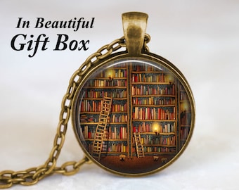 Library Book Necklace - Book Worm Necklace Book Necklace Book Lovers Librarian Jewelry Literary Jewelry Gift For Writers Jewelry For Teacher